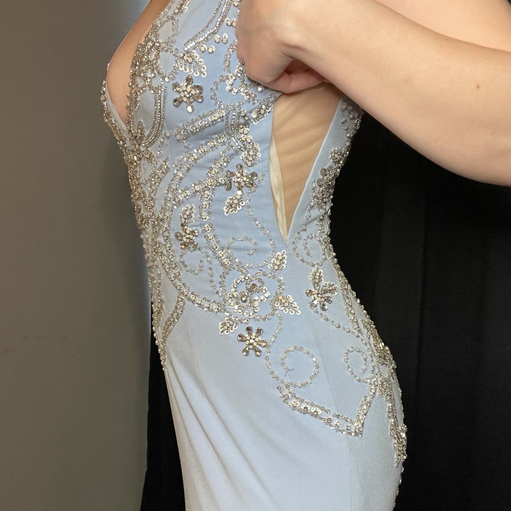Light baby blue Jovani grad dress. Size 8.